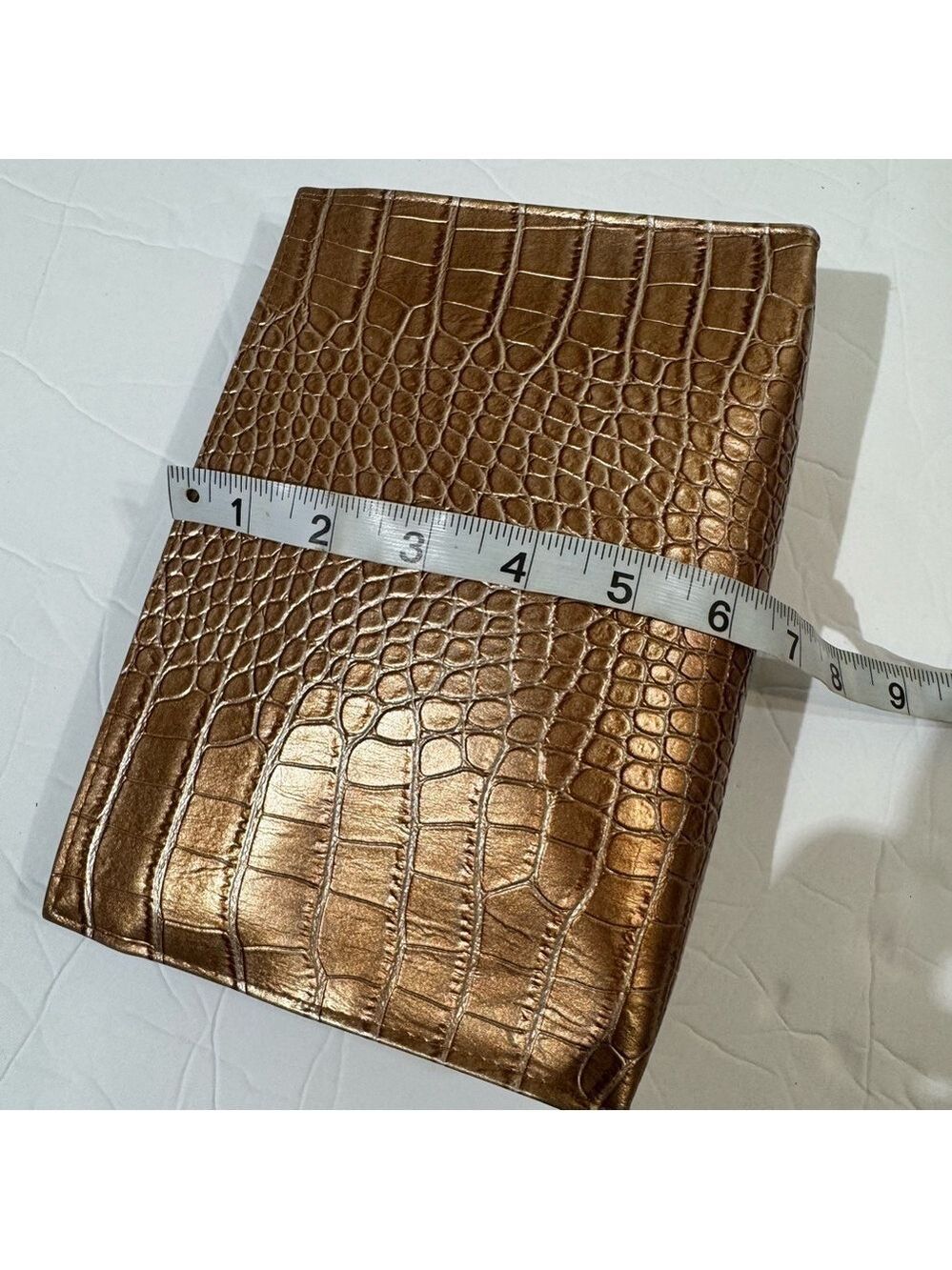 Crocodile Embossed Bronze Makeup/Toiletries Bag - Picture 3 of 5